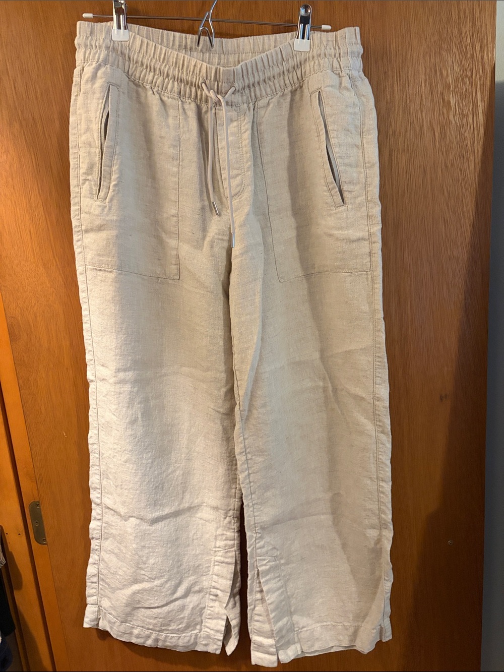 Athleta, Retreat Linen High Rise Wide Leg Pant, M Petite | Undyed